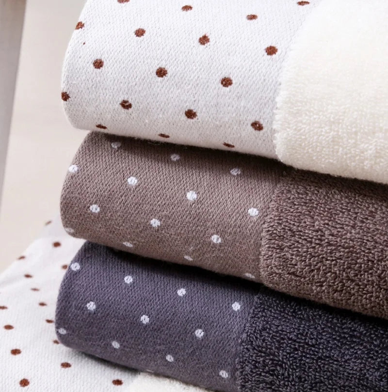 Inyahome Set of 3 Bathroom Cotton Towels Set Embroidered Luxury 2 Hand Towels 35x75cm and Big Bath Towels 70x140cm Washcloth