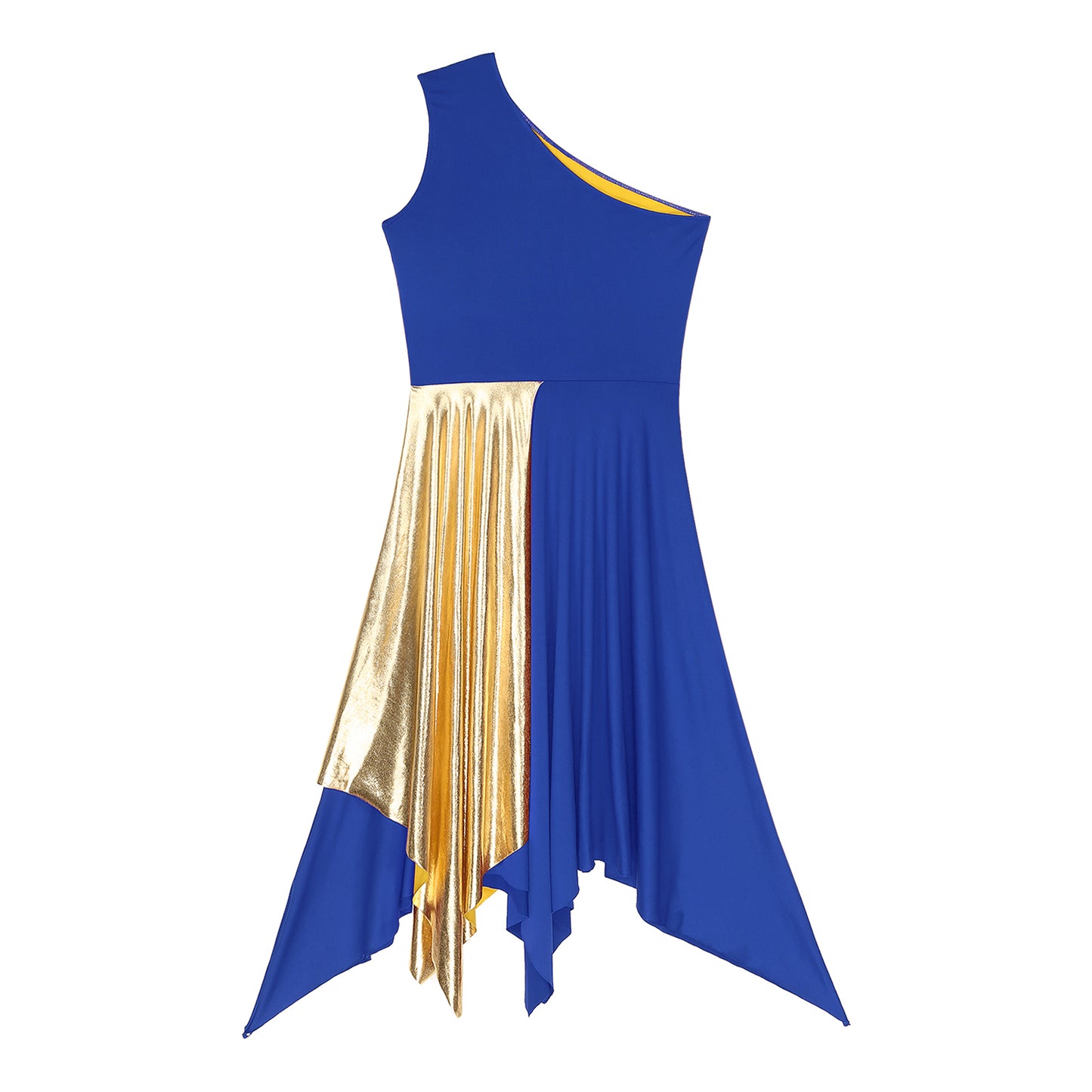 Women Church Choir Worship Praise Dress Modern Lyrical Dance Performance Costume One Shoulder Irregular Hem Dresses Dancewear