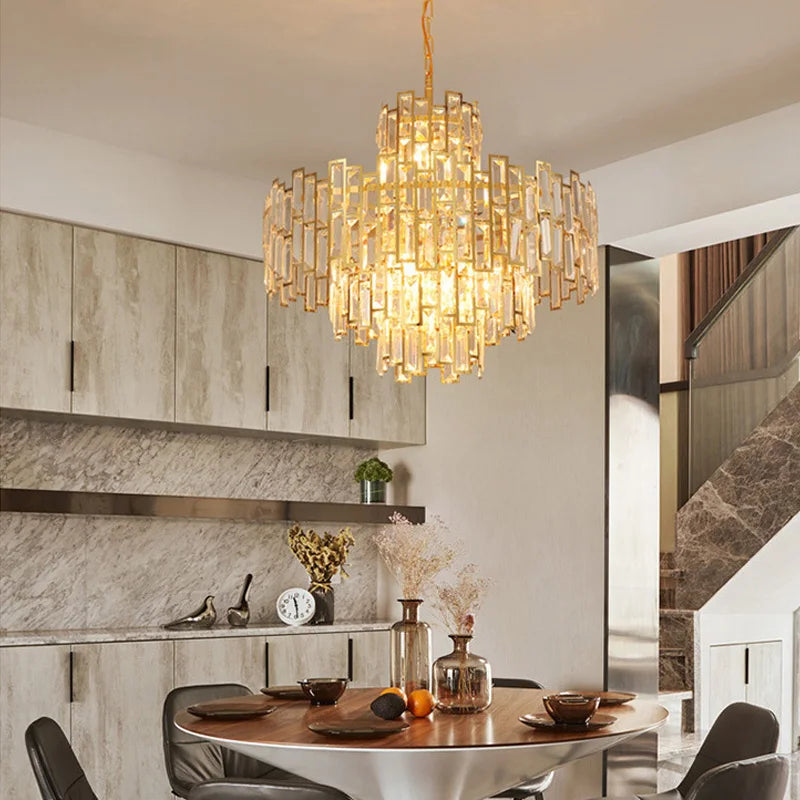 Luxury Crystal Chandelier Ceiling Light Fixture Dining Table Light Led Lighting Lamps Living Rooms Żyrandol Pendant Ceiling Lamp
