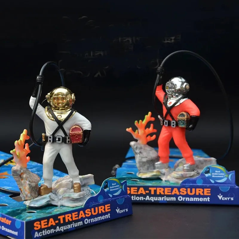 Aquarium Landscaping decoration  Fish Tank Waterscape Treasure Box Air drive Frogman Diver work with air pump accessories