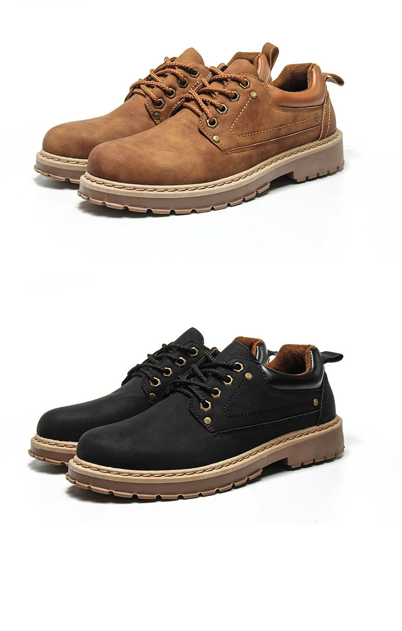 Fashion Men's Leather Shoes England Style Formal Shoes for Man Non Slip Ankle Boots Outdoor Waterproof Casual Tim Work Land Shoe