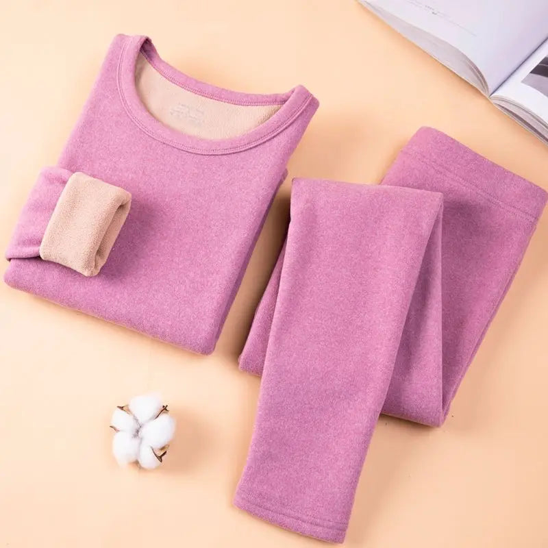 Thermal Underwear Women Suit  Thicken Lamb Fleece High Elastic High Waist Long Johns Bottoming Two Piece Sets Thermos Clothing