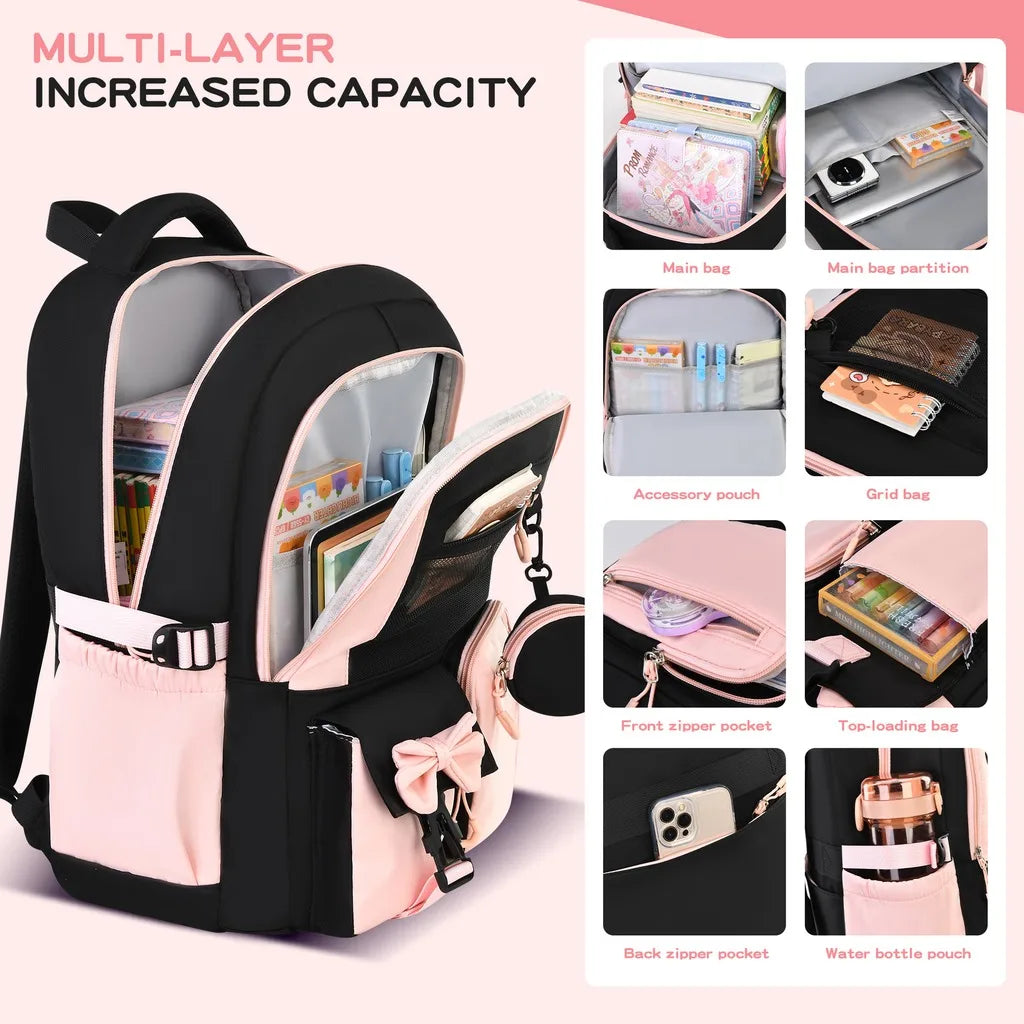 School Bags Ergonomic 3 Piece School Bag Set Pencil Pouch Large Capacity School Backpack For Campus Study After-School Short