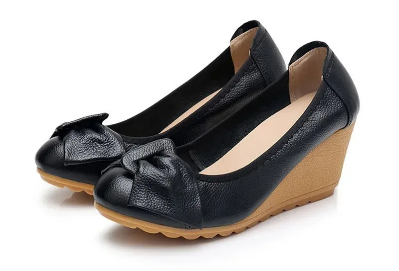 Women's Shoes New Fashion Genuine Leather High Heels Women Wedge Shoes Elegant Casual Woman Shoes Ladies Wedges Female Footwear