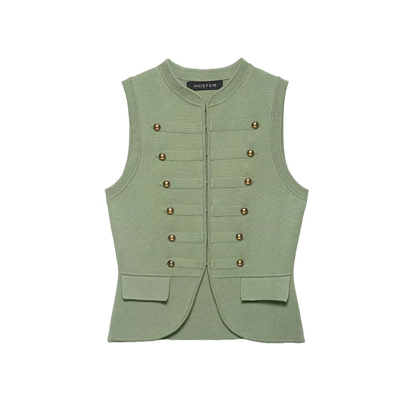 Women's Summer Knit Tops Vest 2026 New Fashion Retro Stretch Knit Short Blouses Tops Summer Street Chic Youth Holiday Tops