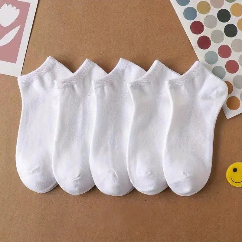 5/10 Pairs Men's  Boat Socks Business Sport Sweat Absorption Mature Summer Autumn Solid Color Non Pilling Versatile Ankle Socks