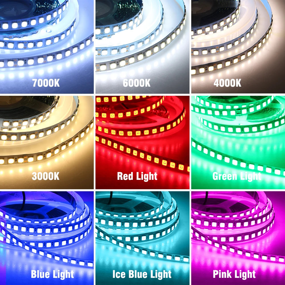 LED Strip 5054 DC12V 120LEDs/m High Flexible Tape Light 3000K 4000K 6000K 7000K IP67 High Brightness LED Strip 5m/lot
