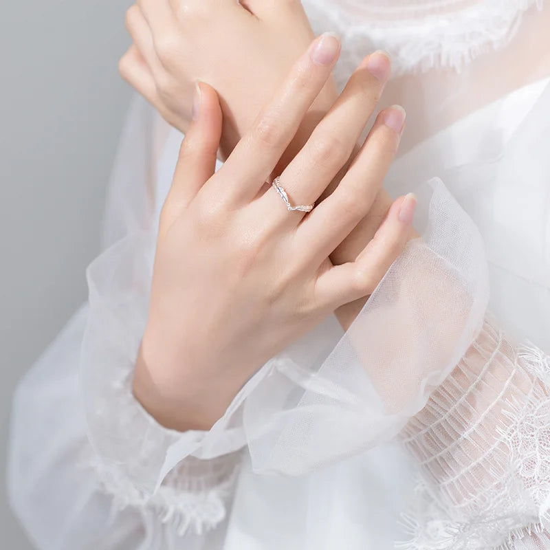 Sterling Silver 925 Gold Ring Silver Female Simple Leaf Fine Jewelry Crystals New Arrivals Thailand Mom Ring