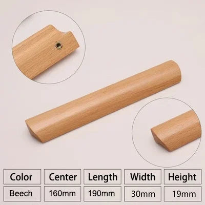 Natural Wood Furniture Handles Kitchen Door Knobs Cabinets Pulls Beech Wooden Handles for Cabinet and Drawers Furniture Hardware