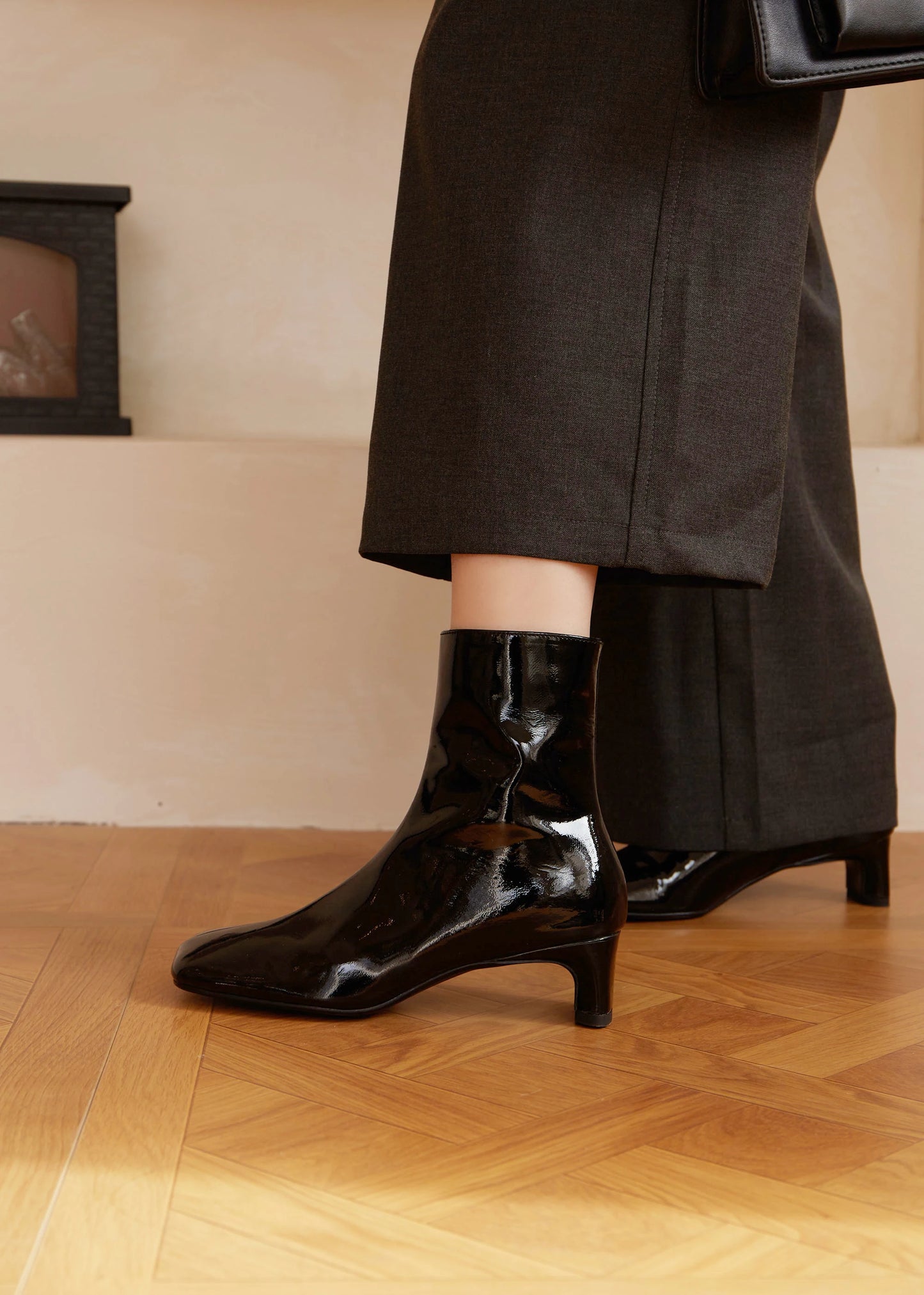 Genuine Leather Horsehair Square Toes Ankle boots,Fashion winter woman boots,knight boots, Modern High Heel boots Women pumps