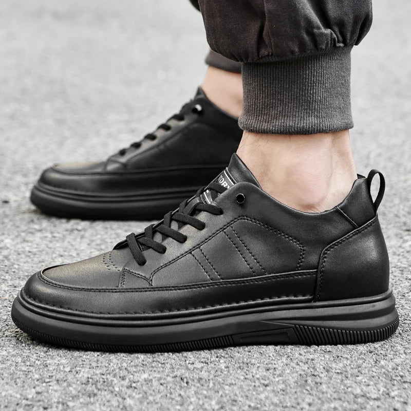 Spring Autumn Men's Inner Heightening Shoes Leather Sports Casual Shoes Invisible Height Increasing Shoes Men Sport Elevator 8CM