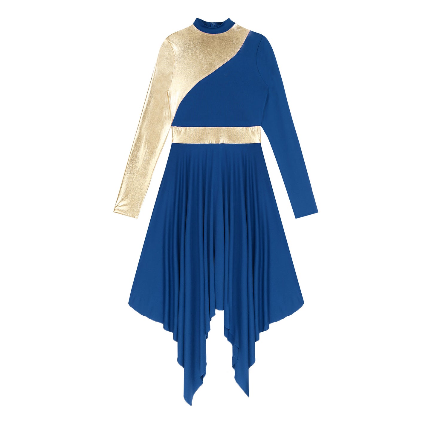 Women Modern Lyrical Dance Dress Waltz Ballroom Performance Costume Church Choir Worship Gown Long Sleeve Shiny Dancewear