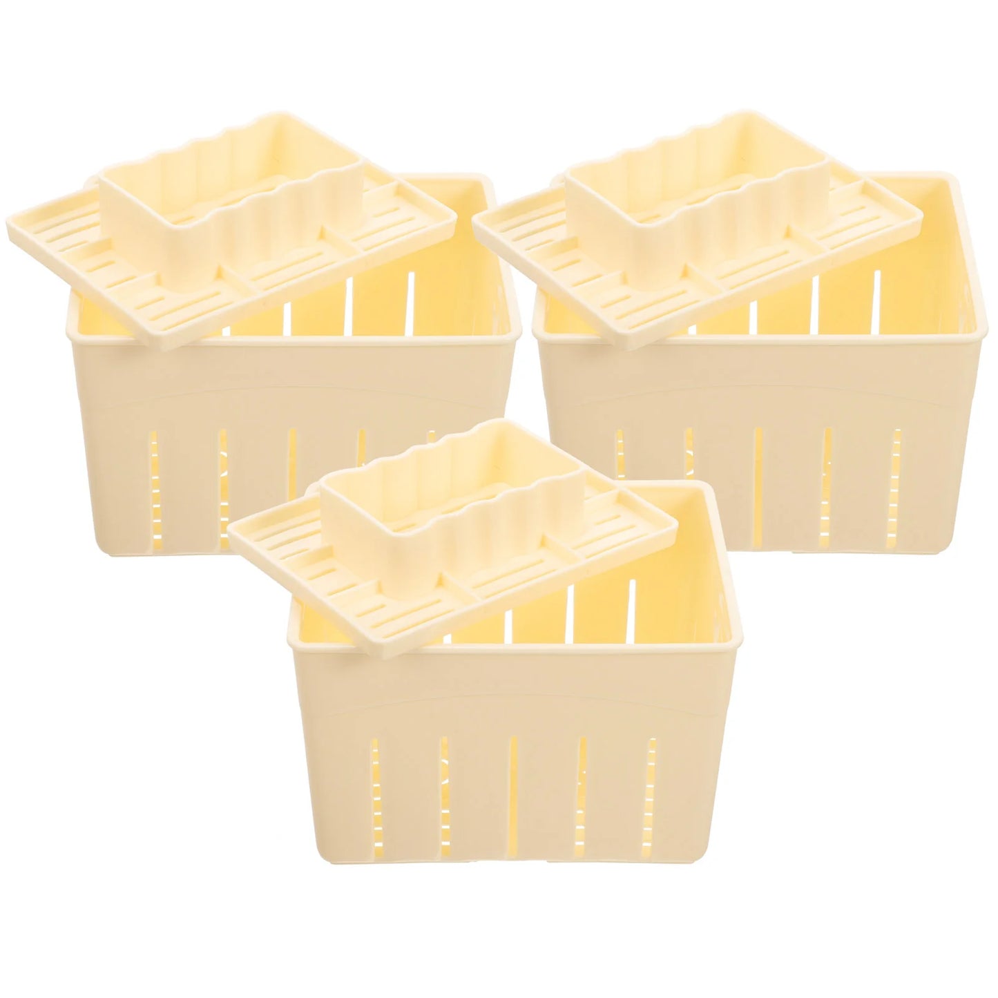3 Sets Homemade Cheese Pressing Plate Tofu Film Dishwasher Safe Mould Making Mold Cheese Presser DIY Tofu Making Tool With Lid