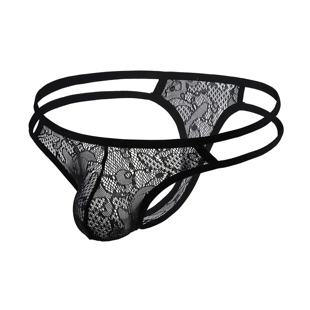 Lingerie For Men Sexy Briefs Ultra-thin Transparent Underwear Mesh Thongs Breathable Trunks Sissy U Convex Pouch Underpants