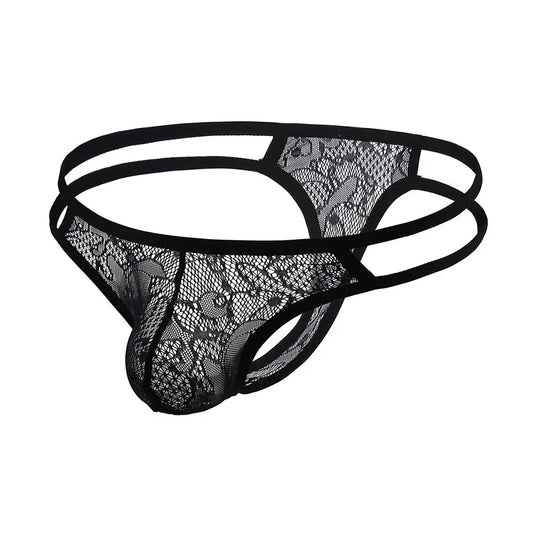 Lingerie For Men Sexy Briefs Ultra-thin Transparent Underwear Mesh Thongs Breathable Trunks Sissy U Convex Pouch Underpants