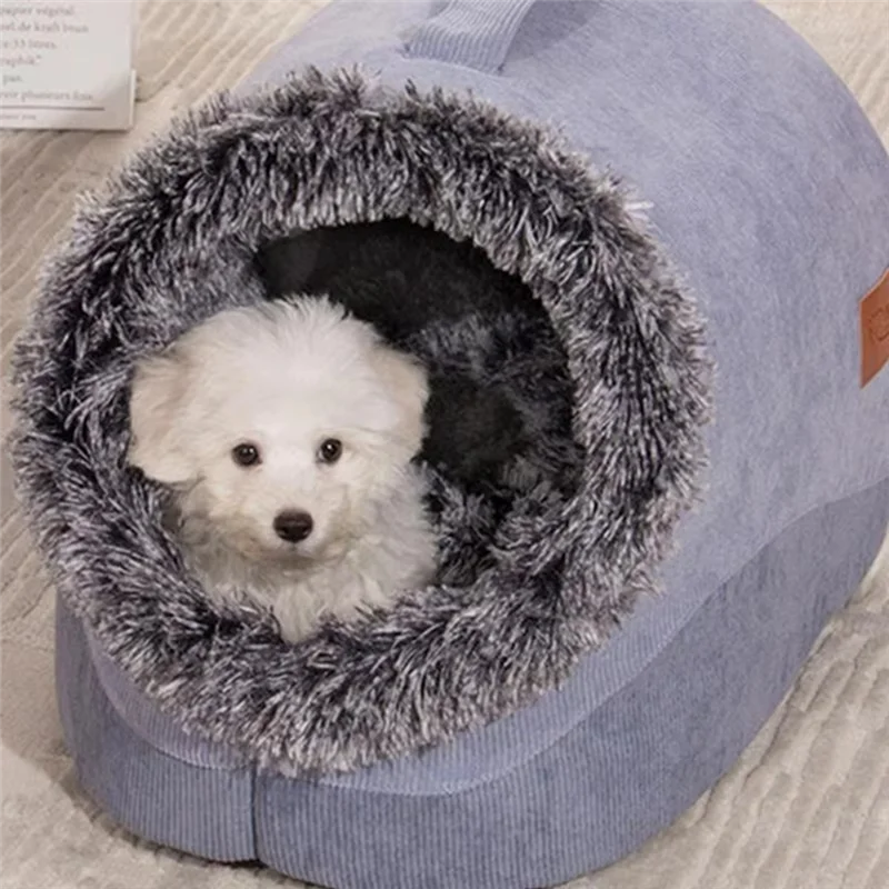 Buy Now Cat Caves For Indoor Cats Plush Warm Kennel Cat Cave Semi-Enclosed Design Comfortable Cat Hideaway Dog House For Cozy