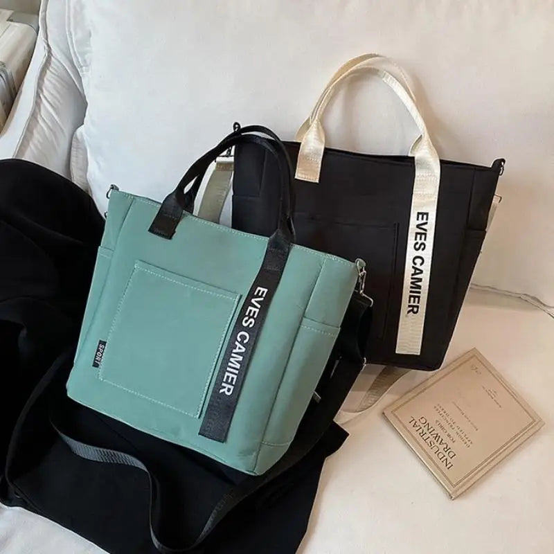 New Casual Tote Large Capacity Shoulder Bag Nylon Waterproof Canvas Handbag Simple Fashion Messenger Bags For Schoolgirl