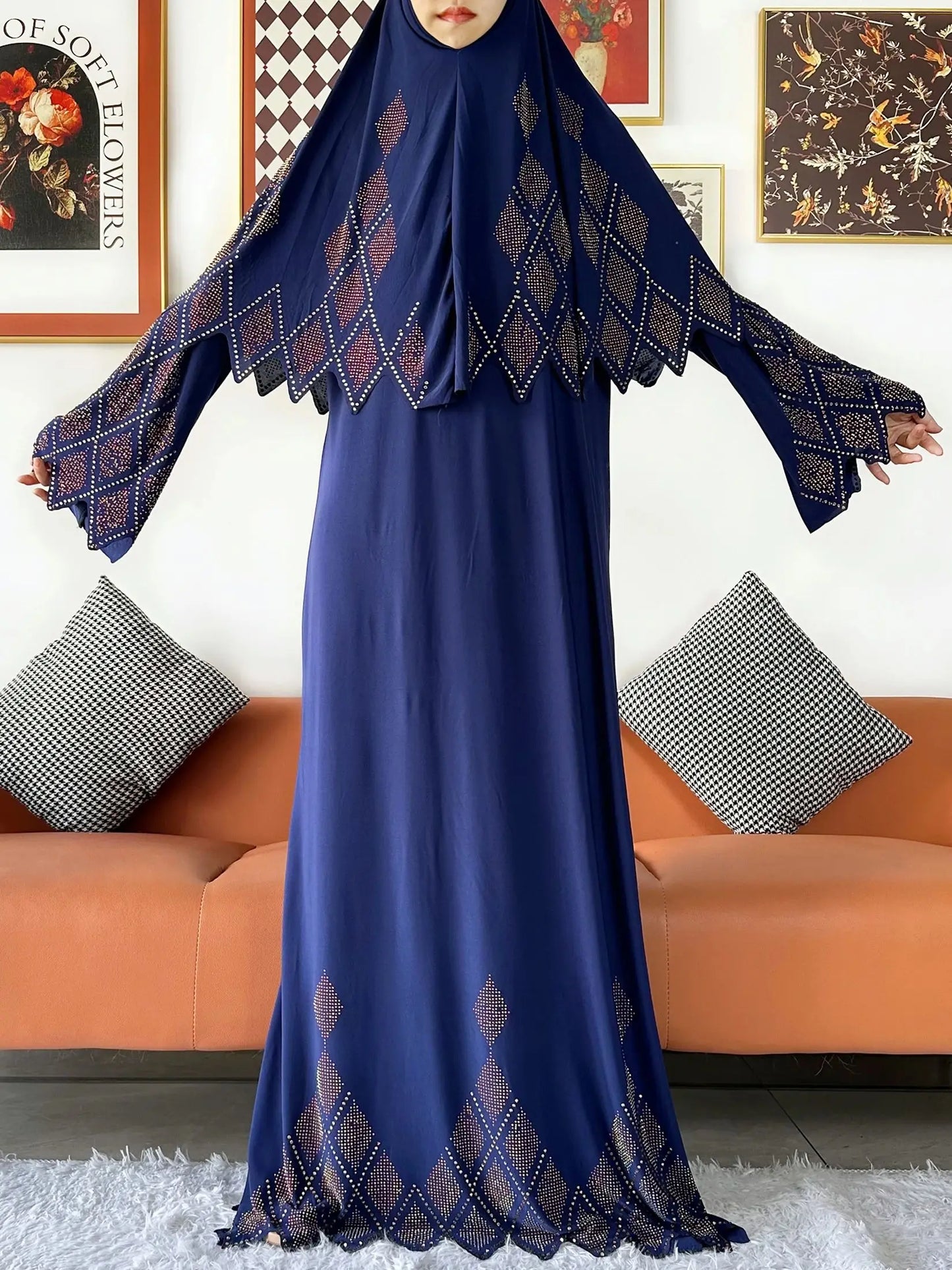 2025 Islamic Women's Hijab Scarf Long Dress Sets Prayer Garment Set Long Khimar Dress And Hijab Combo for Ramadan Daily Wear