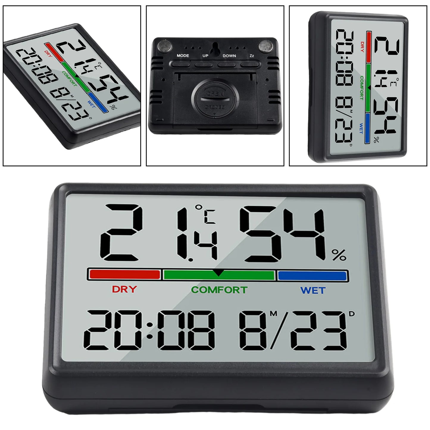 LED Thermometer Thermo-Hygrometer Multifunction Electronic Temperature Humidity Meter Battery Powered Digital Alarm Clock