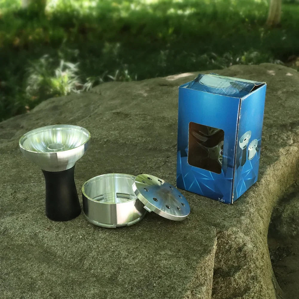 CRUSHER Arab Shisha Hookah Metal Bowl Set Charcoal Holder with Cover Heat Heat Management System Chicha for Smoking Accessories
