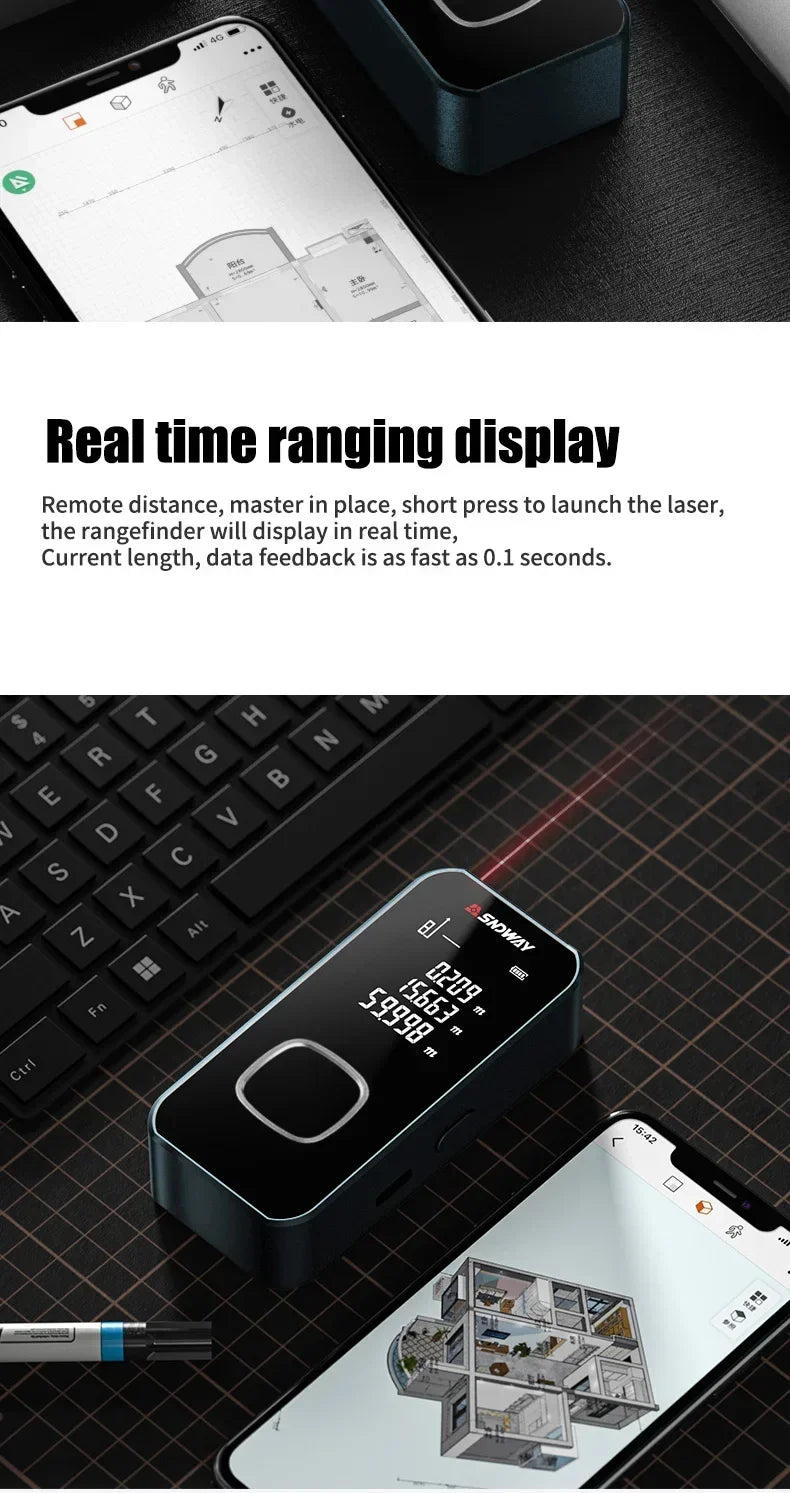 Mini Metal Laser Distance Meter 40M 50M 60M 100M IN FT M Tape Measure Trena Lazer Rangefinders OLED Display Construction Tools