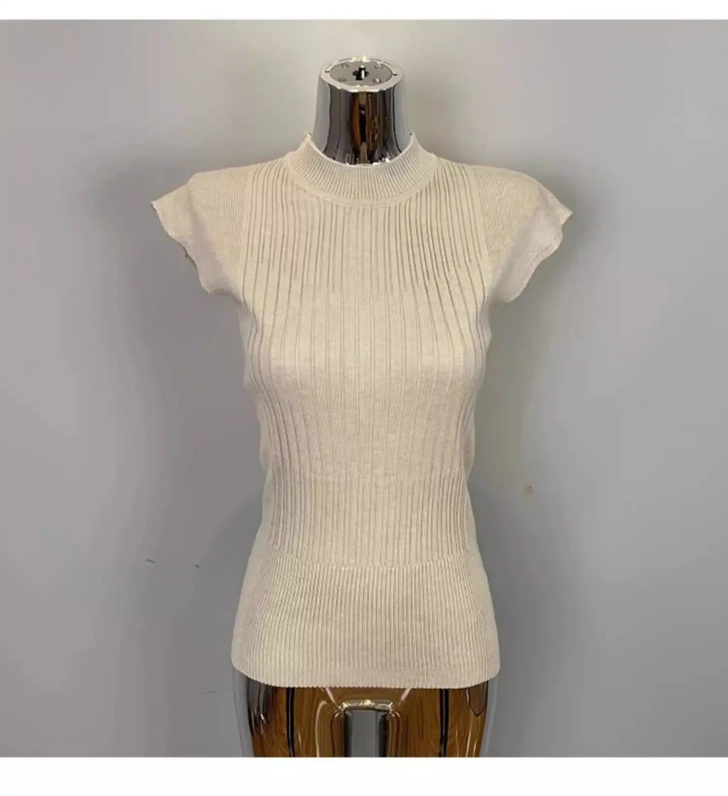 Summer Ribbed Knitted Sexy Women Tops Fashion Turtleneck White Black Tshirt Casual Sleeveless Vest Women's Tank Top Clothing
