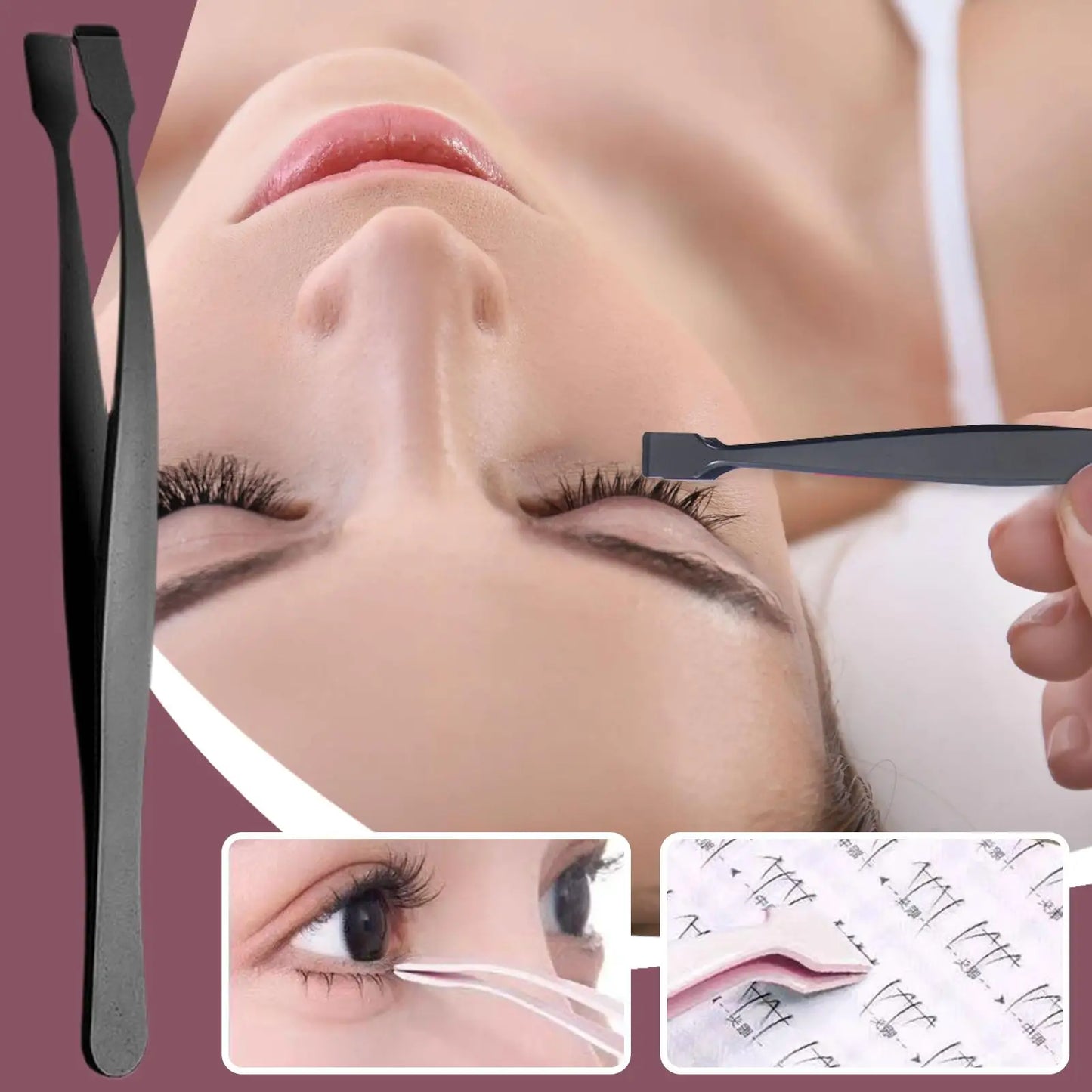 Lash Applicator Tool Eyelash Cluster Applicator Tweezers Non Slip Precise Professional Makeup Tool for Travel Salon Separating