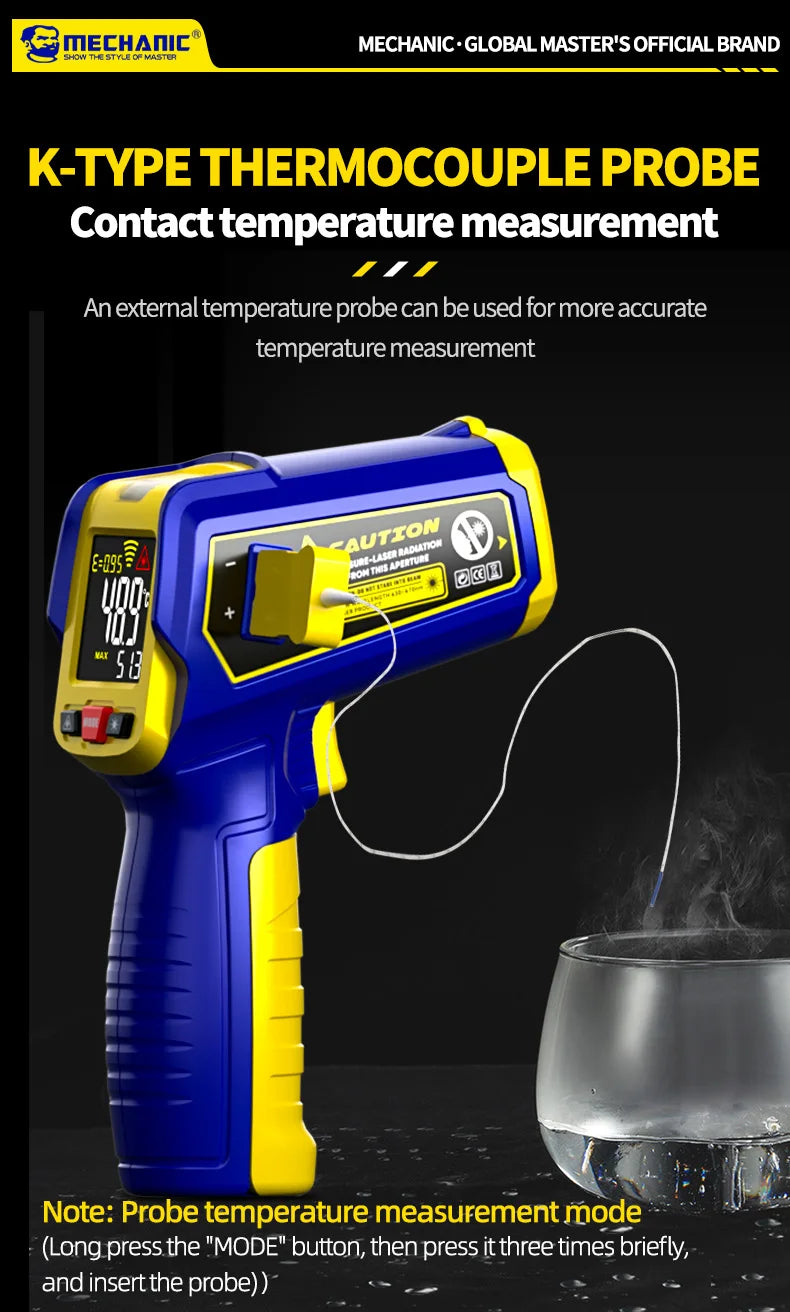 MECHANIC Industrial Thermometer Non-Contact High-Precision -50°C~580°C 13-Point Laser Targeting LCD Digital Temperature Meter