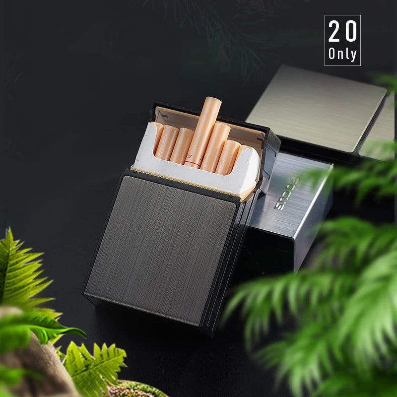 20 Sticks Cigarette Case Metal Lighter Turbo Butane Cigarette Capacity Gas Cigarette Lighter Gadget Lighter Box Men's Gift
