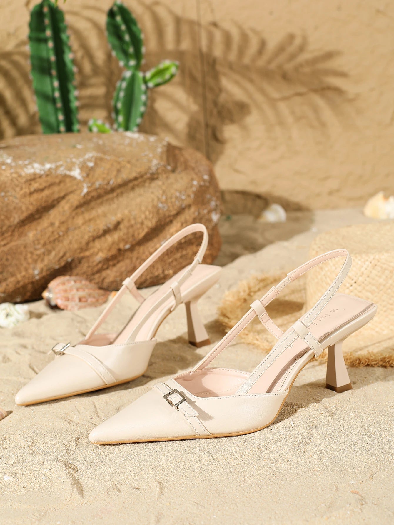 2026 Women's Fashion Pointed-Toe Slingback Low-Cut High Heels for Spring and Summer