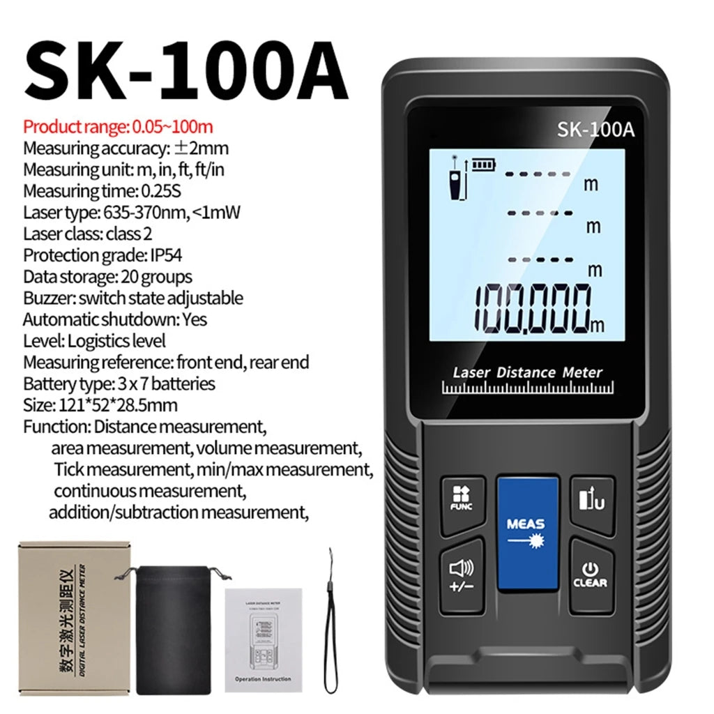 1PC Portable Handheld Lasers Measure Tape Tool Digital Display Distance Meter Intelligent Rangefinder 40m 50m 70m 100m 120m