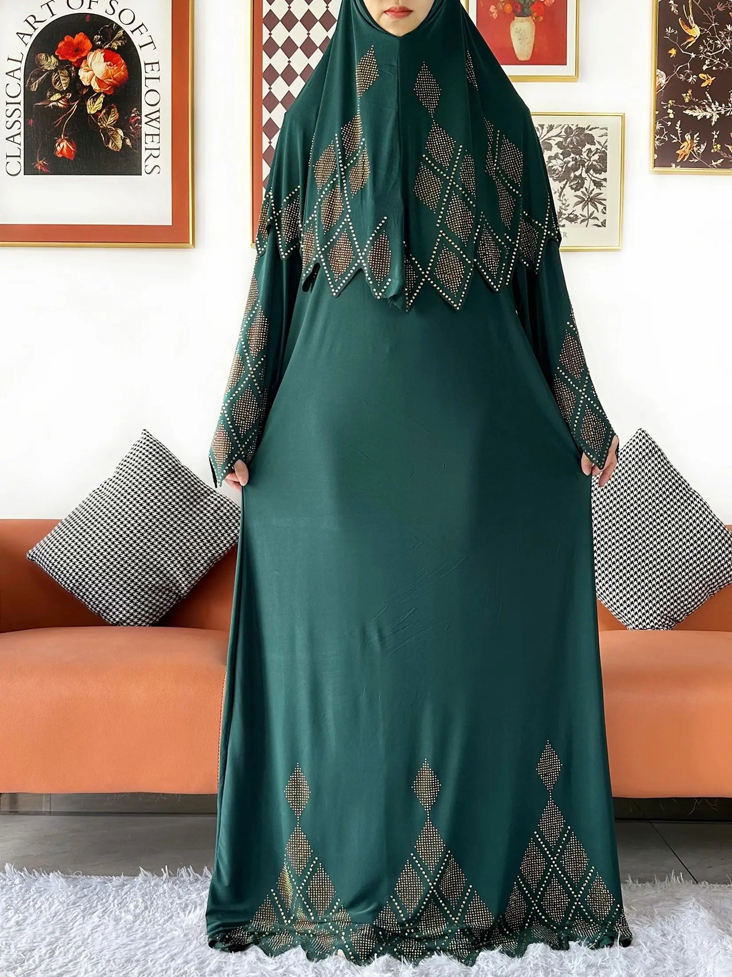 2025 Islamic Women's Hijab Scarf Long Dress Sets Prayer Garment Set Long Khimar Dress And Hijab Combo for Ramadan Daily Wear