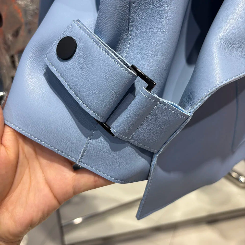 YOLOAgain Oversized Real Leather Jacket Women Sheepskin Coat