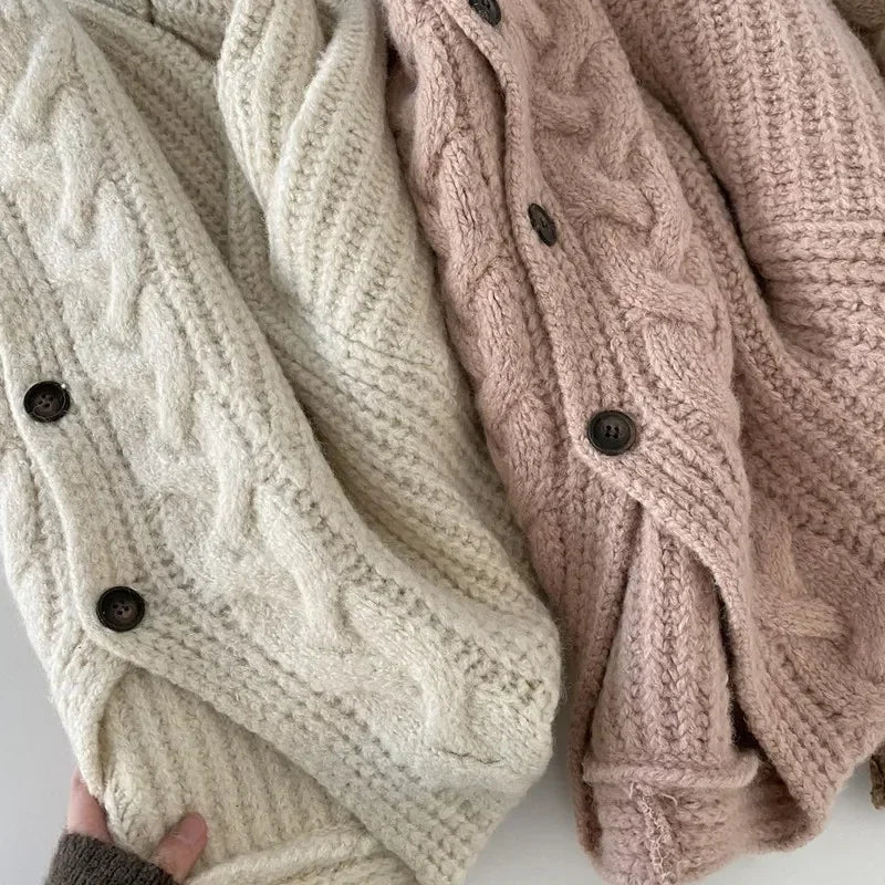 Fashion Knitted Cardigan Women V-nek Loose Sweater Casual Winter Warm Long Sleeve Coats Autumn Elegant Solid Color Knitted Tops