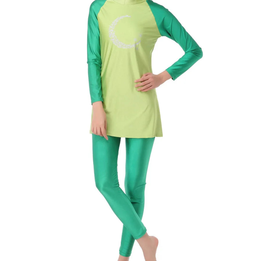 Elegant Islamic Women Swimsuits Long Sleeved Bodysuits+skirt+hat 3pcs Bathing Swimming Suit Muslim Sexy Girls Beachwear S-xxxl