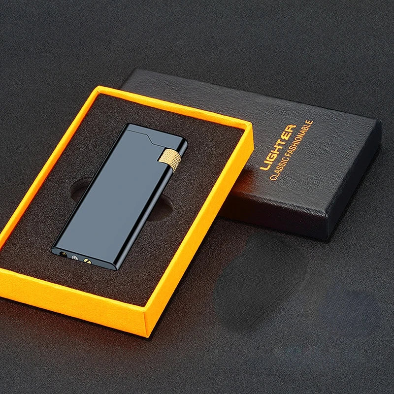 New Personality Portable Metal Slender Wheel Lighter Butane Gas Open Flame Lighter Mini Cigarette Lighter Gadget Men's Gift
