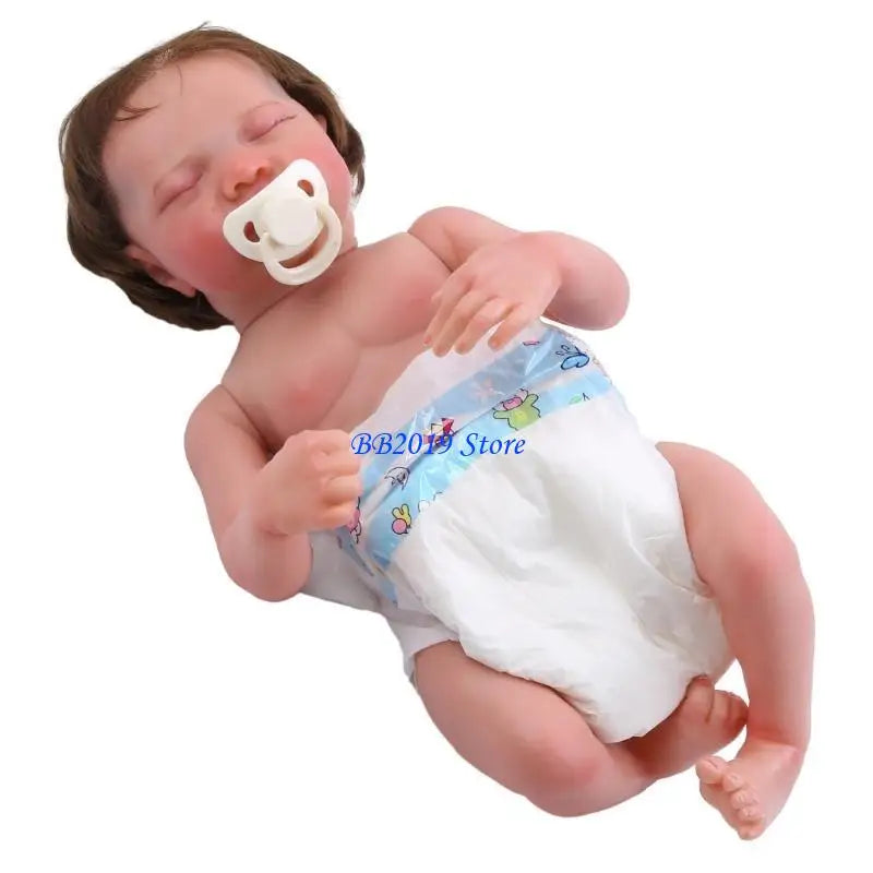 Q0KB 18-inch Reborns Baby Doll Newborn Boy Girl Realistic Sleeping Infant Soft Silicone Full Body Babies Toy Gift