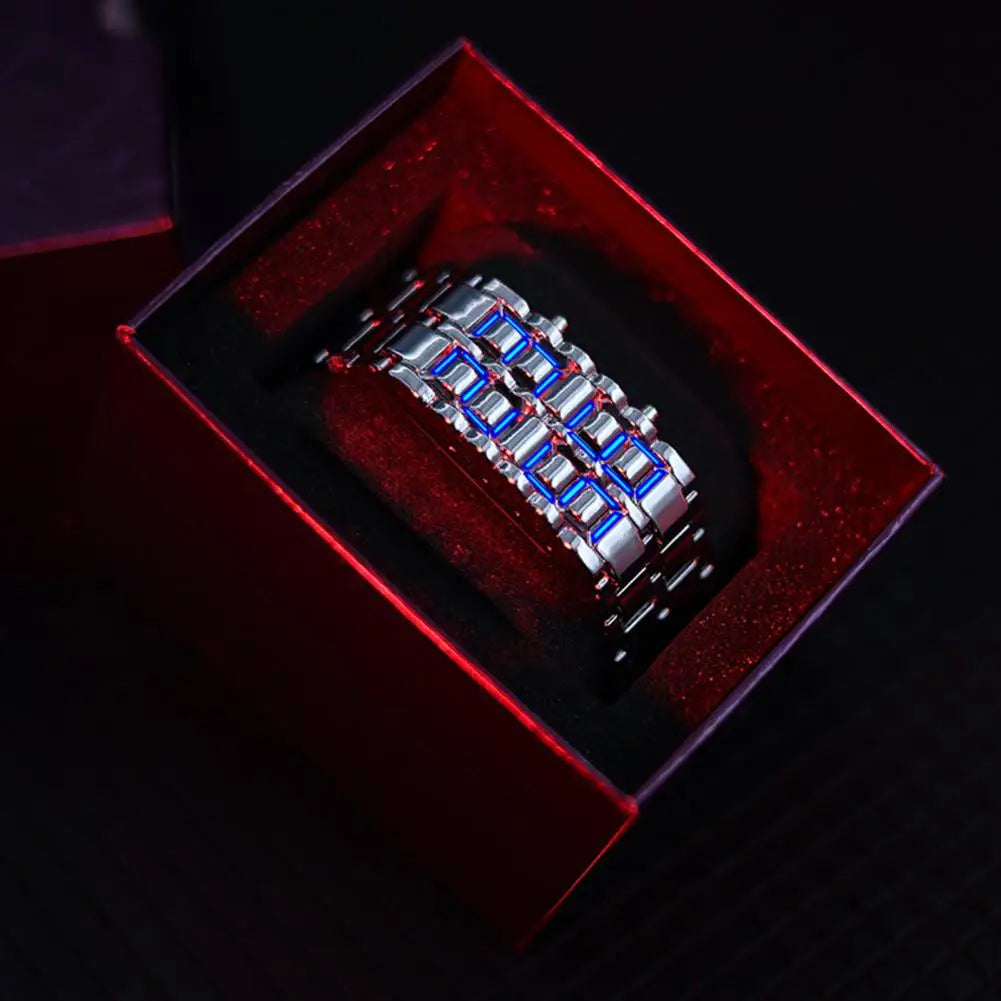 Men Digital Watch Large Screen Electroplated Men Watch Male Binary Steel Band Electronic Sport Watch Relogios Masculino