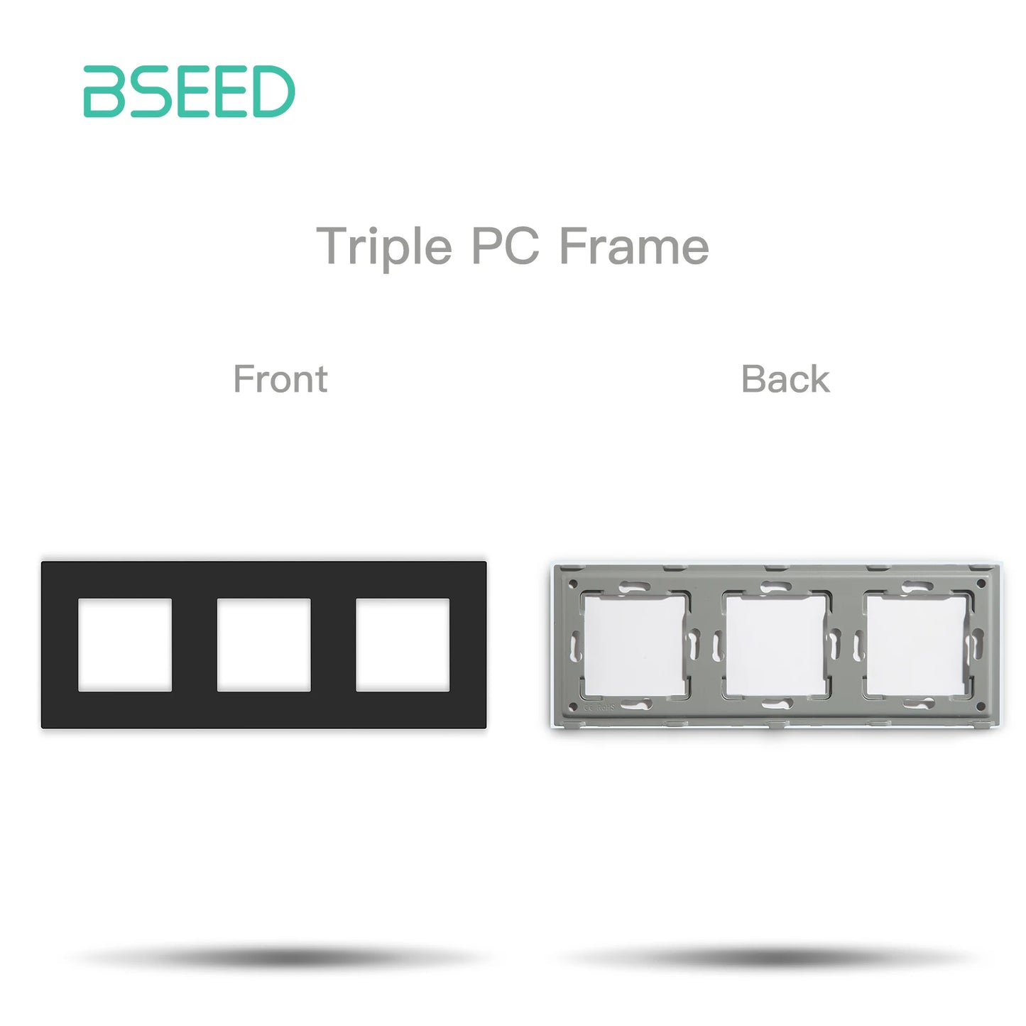 BSEED Only Plastic Frame Panel Single Double Frames Wall Socket Triple Four Frames DIY Part with Metal Frames White Black Golden