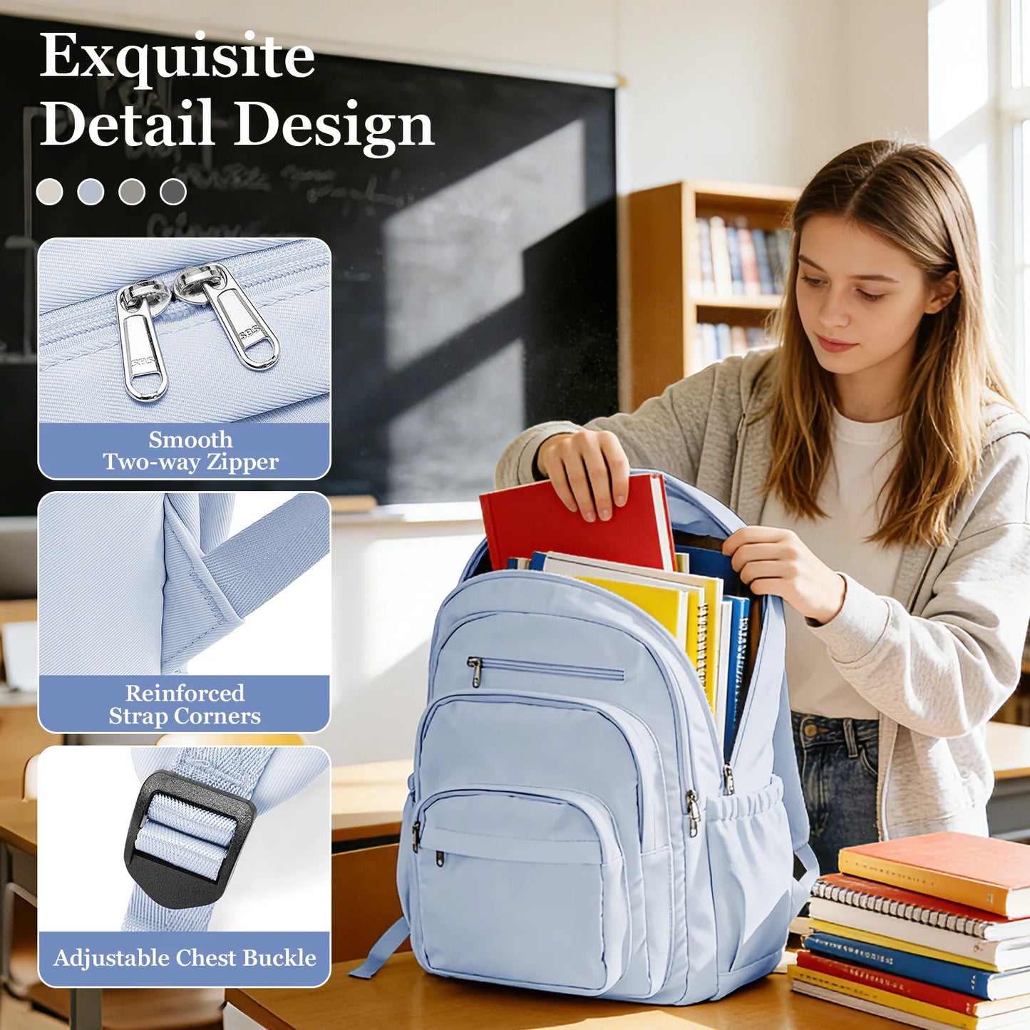 School Backpack for Teenage Girls Boys, College Daypack Bookbag, Work Laptop Backpack for Women, Lightweight Casual Day Backpack