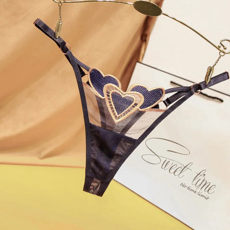 Female Japanese Thong Girls Two-dimensional Heart-shaped Cute Breathable Low Waist Adjustable Thin Belt Panties