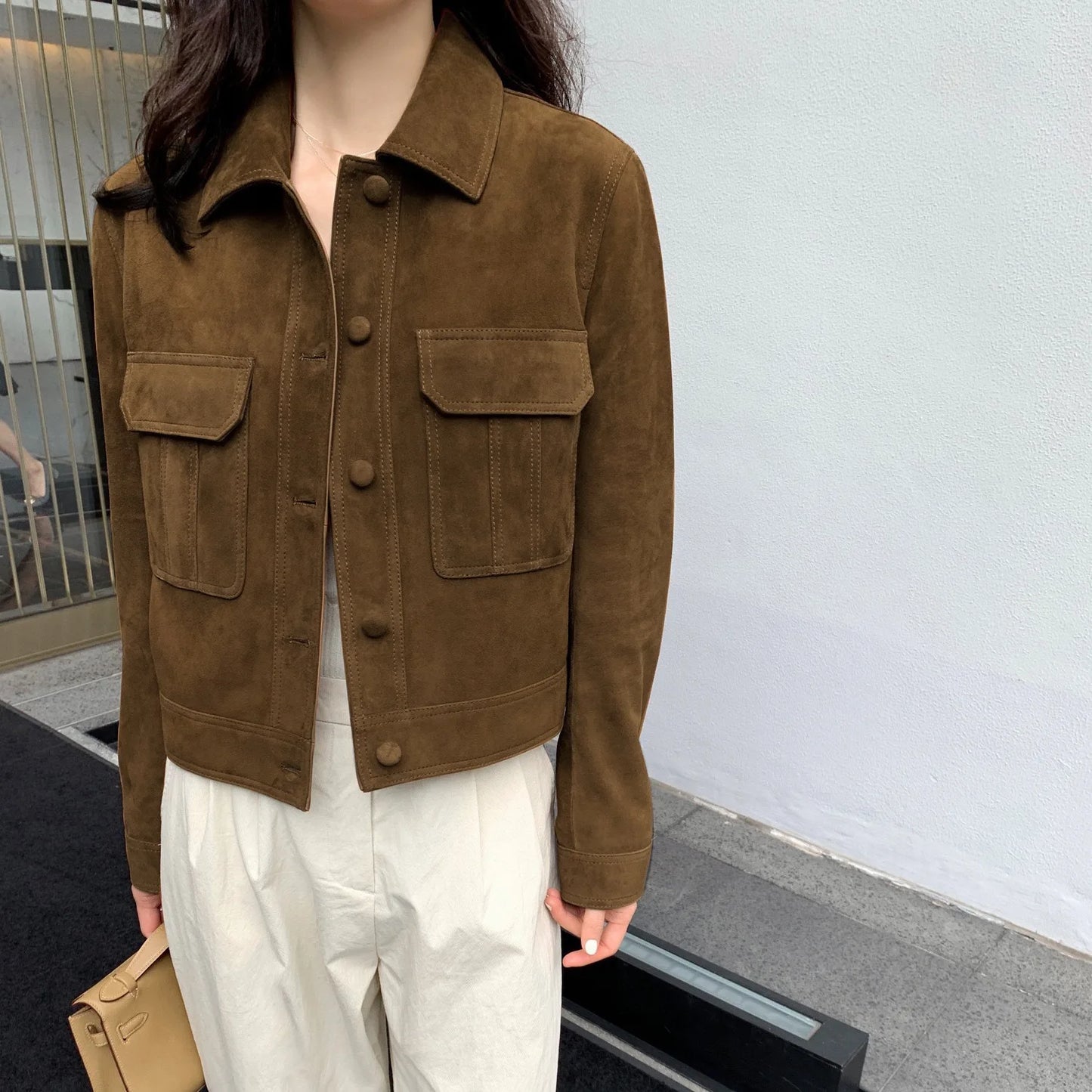 Casual Quality Leather Jacket For Women 2025 Spring Cashmere Suede Leather Coat Female Slimming Versatile Jaqueta Streetwear