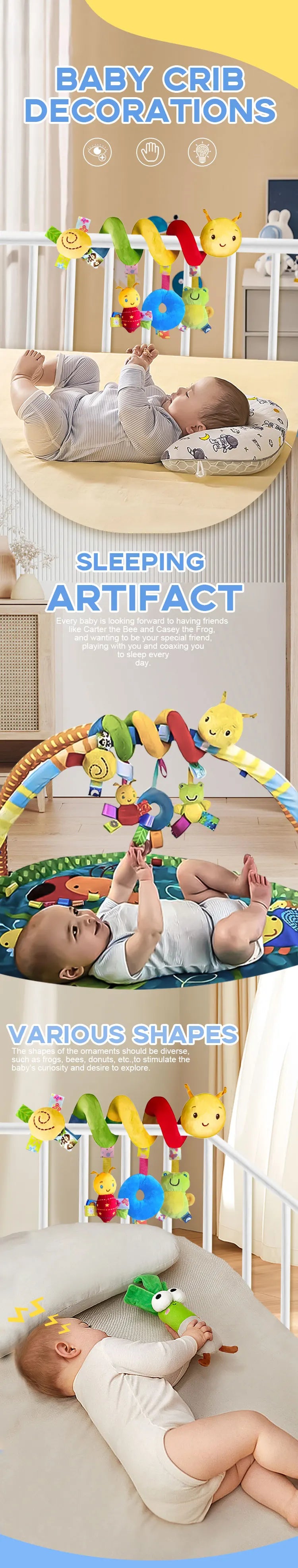 Baby Hanging Car Seat Toys Plush Bed Winding Soft Toy with BB Squeaker and Rattles Babies Newborn Toy 0 3 6 12 Months Doll Gifts