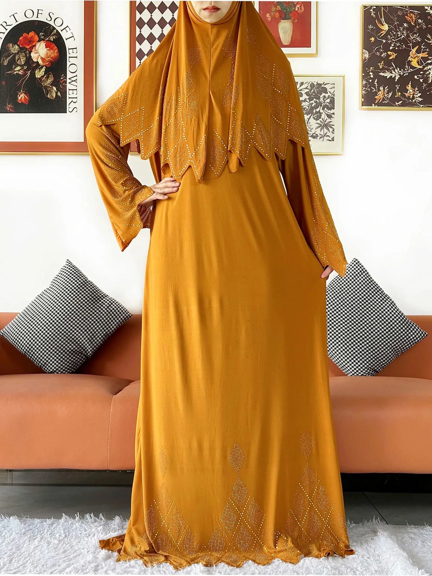 2025 Islamic Women's Hijab Scarf Long Dress Sets Prayer Garment Set Long Khimar Dress And Hijab Combo for Ramadan Daily Wear
