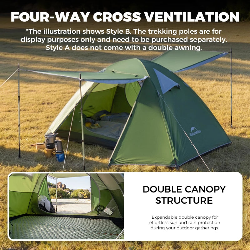 Naturehike  2026 Tents 2-3 People Bleik  Outdoor Hiking Mountain Camping Tent Travel 210T Polyester Waterproof Sunshade Shelter
