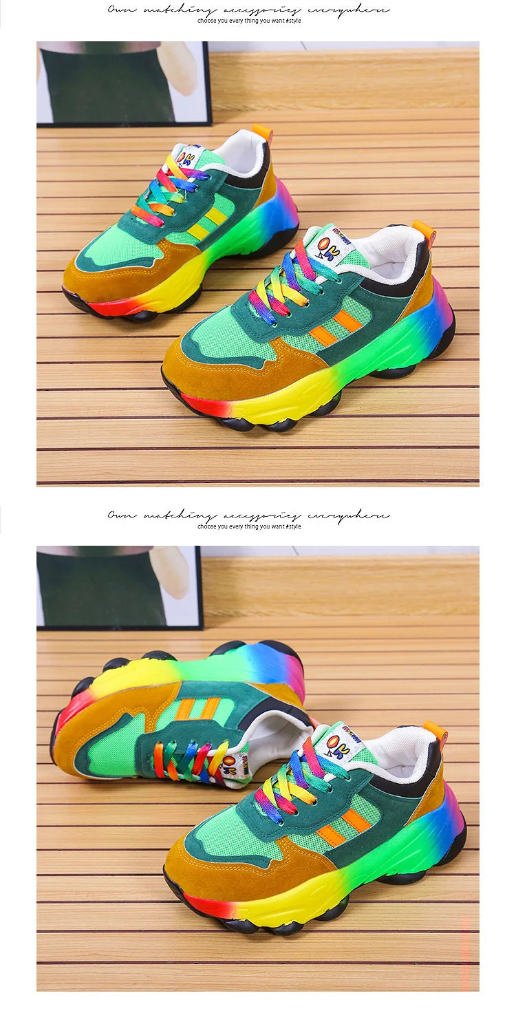 Fashion Women Sneakers Running Footwear Feminino Colorful Casual Comfort Lace Up Running Shoes Outdoor platform Women Tenis shoe
