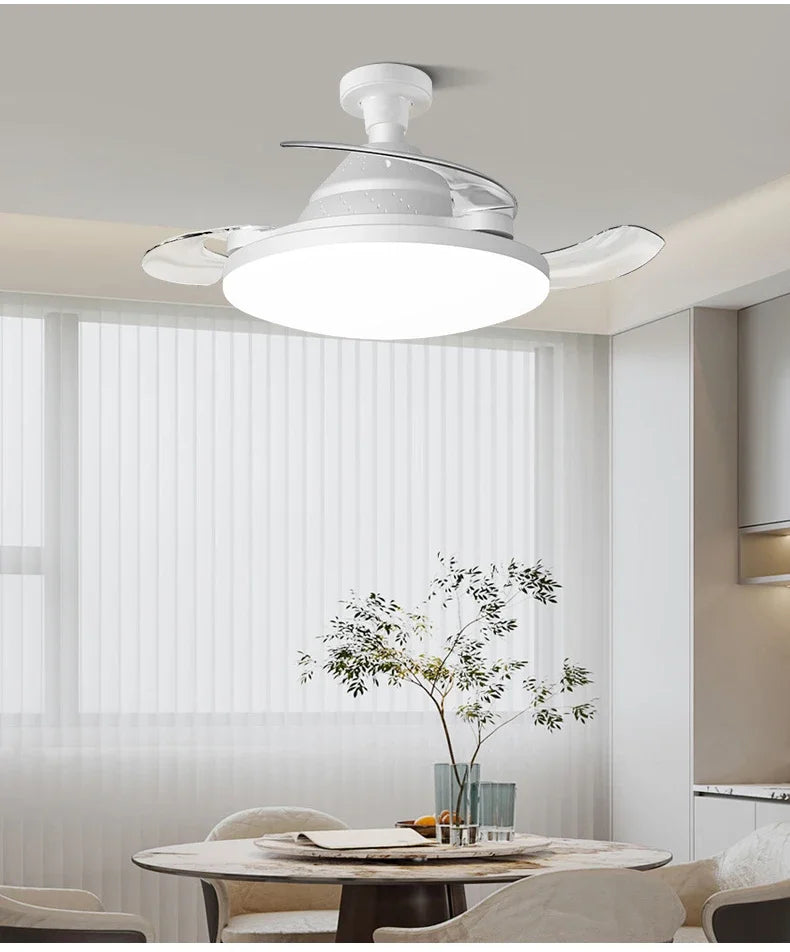Ceiling Fan Light New Invisible Telescopic Blade Air Circulation Fans Silent Dimming Timed Room Decor Ceiling Fan with lighting