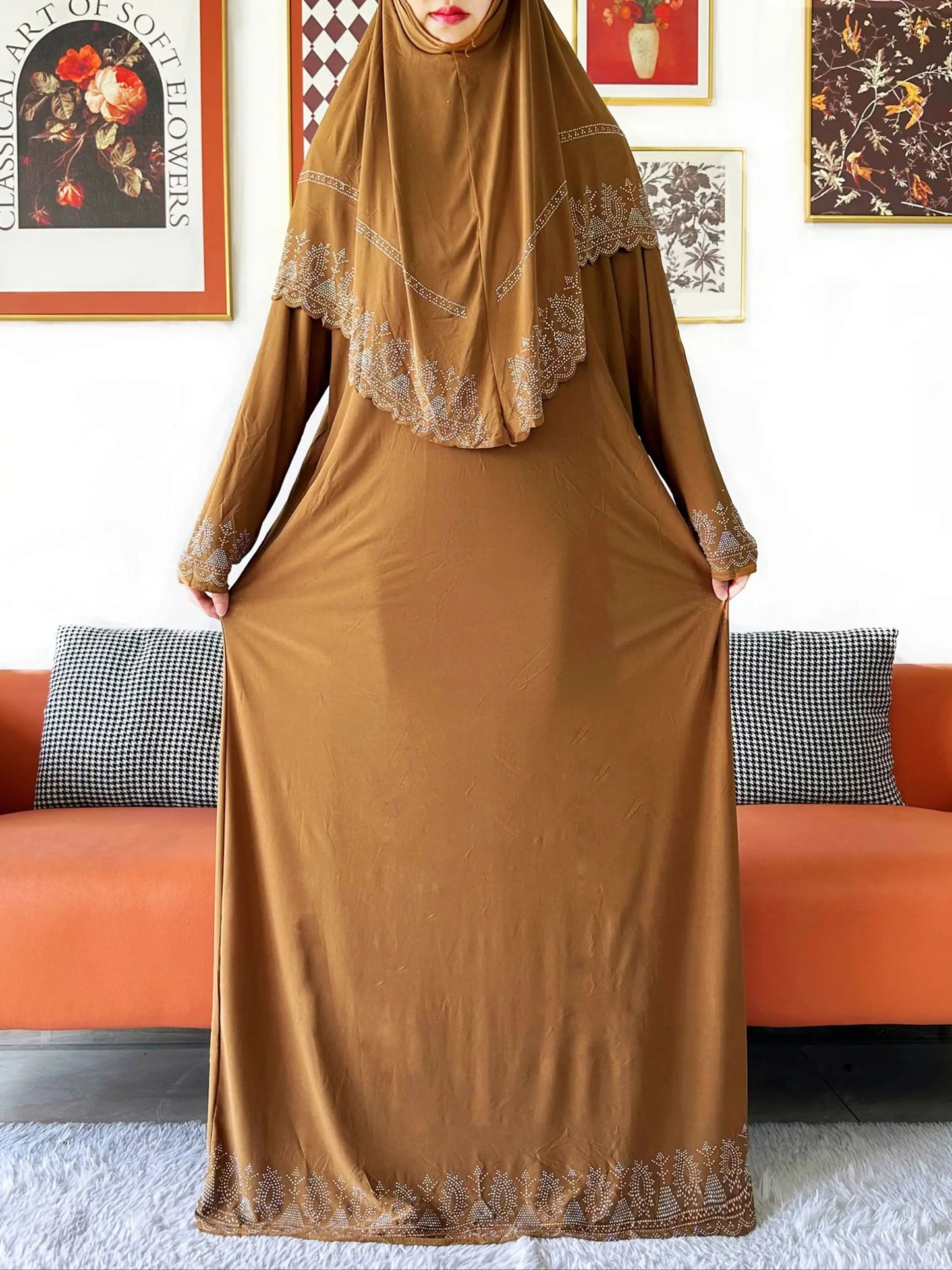 2025 Islamic Women's Hijab Scarf Long Dress Sets Prayer Garment Set Long Khimar Dress And Hijab Combo for Ramadan Daily Wear