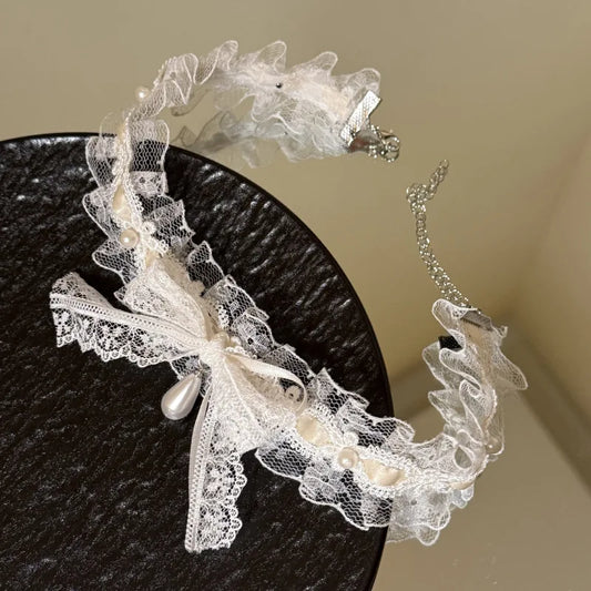 1 Piece Sweet Sexy Schoolgirl Necklace INS Aesthetic Lace Bow Delicate Clavicle Chain for Women White Black Color Gothic Choker