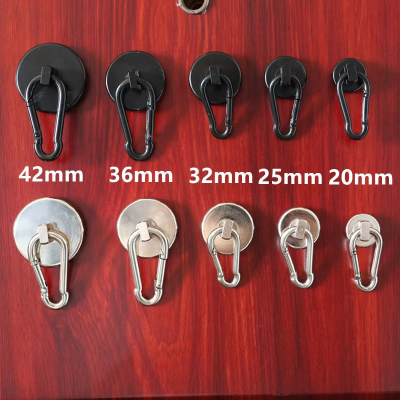 Strong Neodymium Magnetic Hooks 360°Rotation Carabiner Magnet Ring Keychain Hook for Home Refrigerator Kitchen Bathroom Hanging